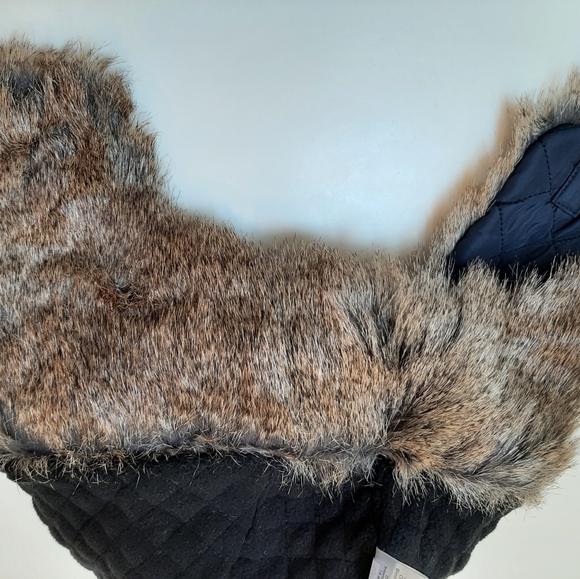 Navy corduroy faux fur bomber hat - Picture 8 of 10